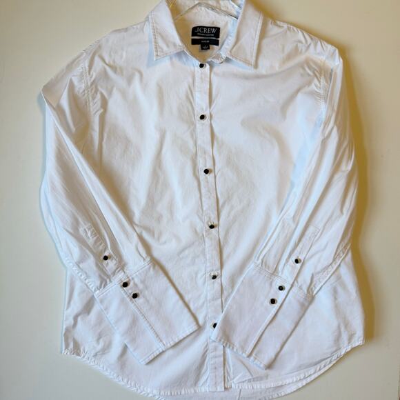 JCrew Garcon Tuxedo White Organic Cotton Button Down Shirt Women's size 6 - Picture 3 of 9